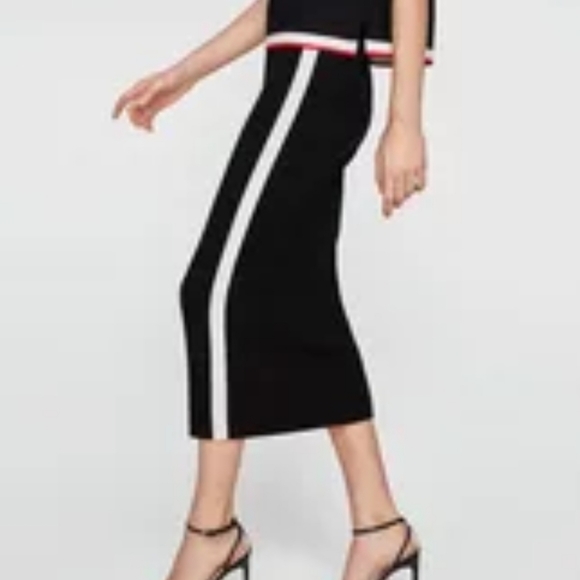 Zara Dresses & Skirts - 3/25 Zara knitted stripe pencil midi skirt